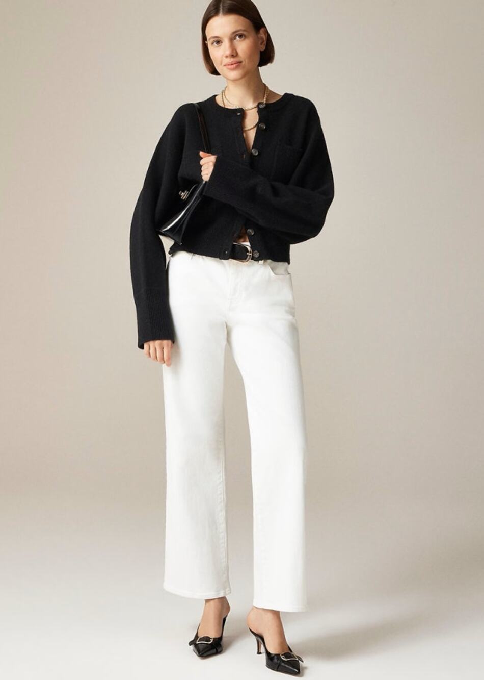 J.Crew 1996 Low Rise Full Length Slim Wide Jean WMNS 26 Tall White Denim Stretch